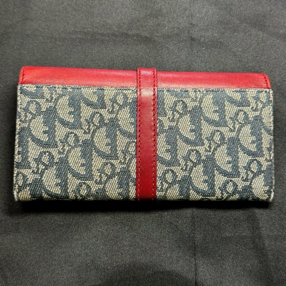 ❤️Christian Dior Red Navy Trotter Canvas Long Wallet, Italy❤️ - Picture 2 of 14